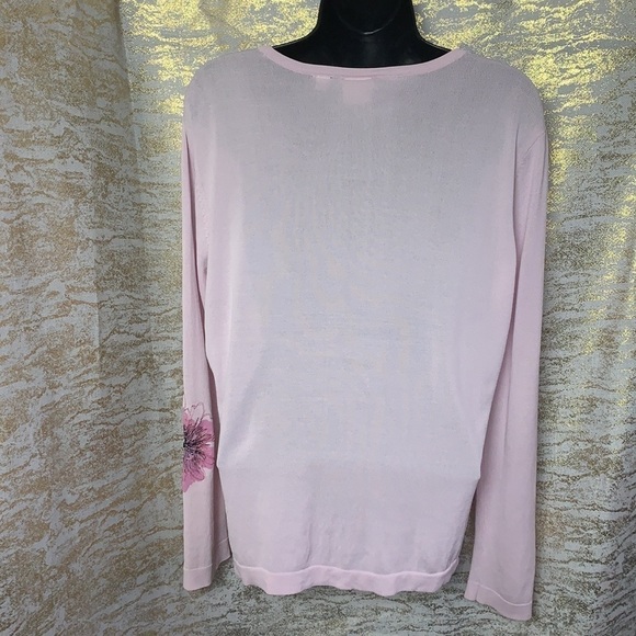 Cleo Petites pink floral sequinned detail sweater size L - Picture 7 of 12
